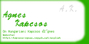 agnes kapcsos business card